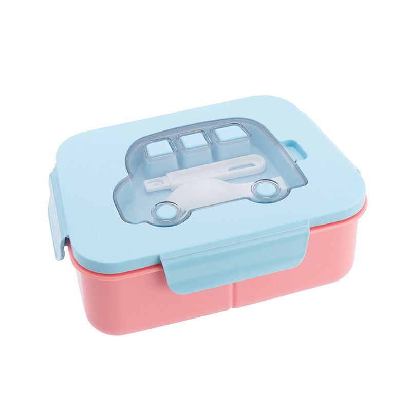 Student Cartoon Car Pattern Compartment Lunch Box Office Worker Microwave Safe Lunch Bento Box Portable Food Container