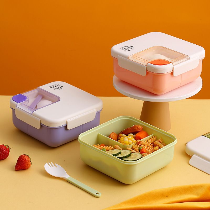 Fiambrera Bento de plástico al por mayor, con compartimentos