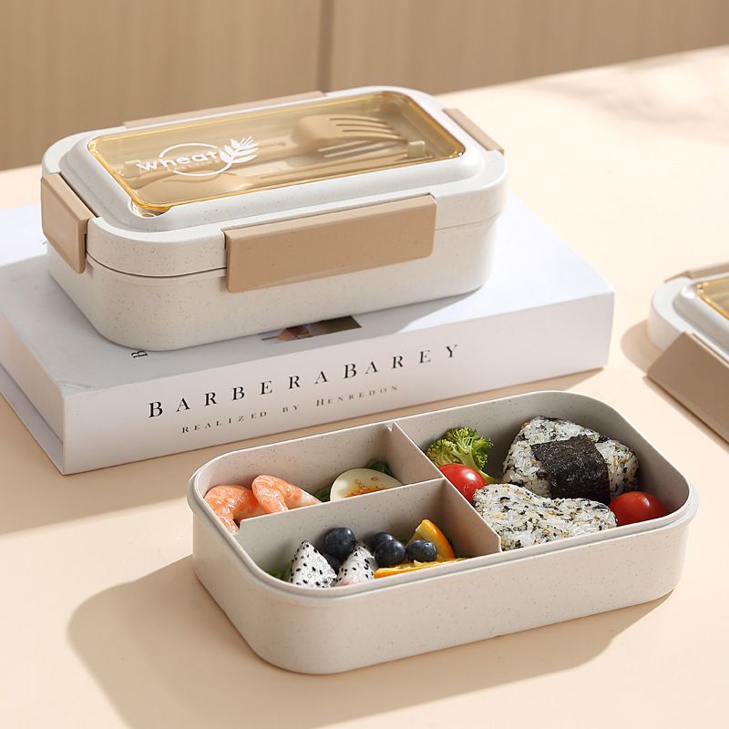 Minimalist Wheat Straw Lunch Box Soup Cup Set Student Portable Japanese Style Lunch Bento Box Outdoor Water Cup Porridge Jar