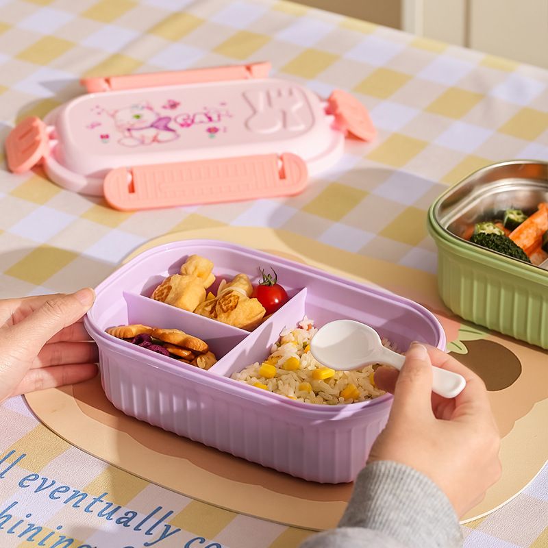 Student 304 Stainless Steel Cartoon Takeout Compartment Lunch Box Kids Kindergarten Lunch Bento Box