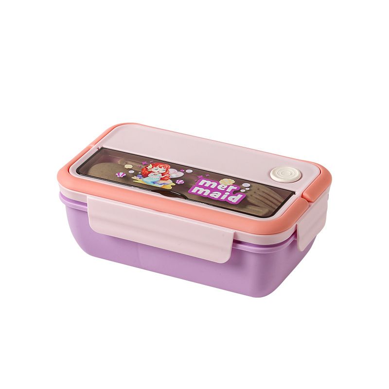 Student Cartoon Compartment Cafeteria Takeout Lunch Box Microwave Safe Bento Box with Lid Food Container
