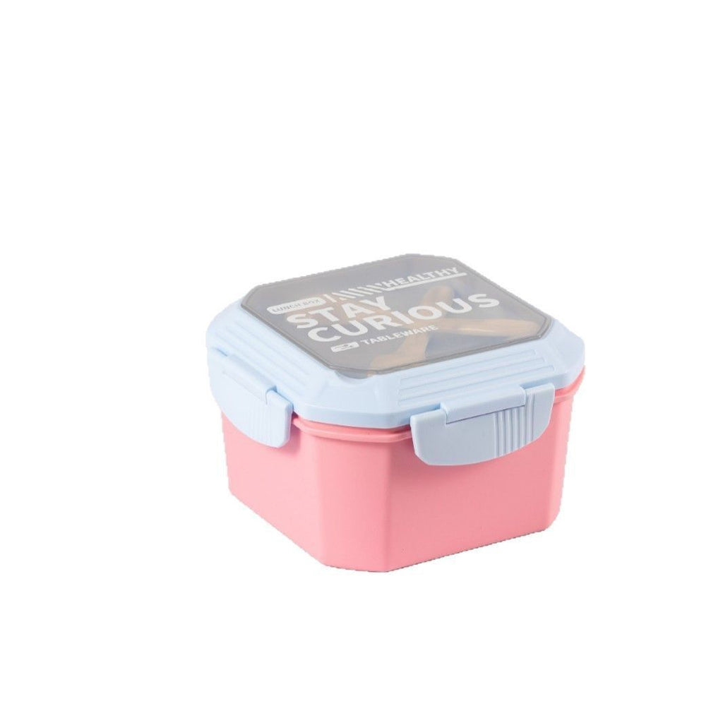 Student Fresh Square Buckle Double-Layer Lunch Box Office Worker Takeout PP Food Container Lunch Bento Box with Lid Spoon and Fork