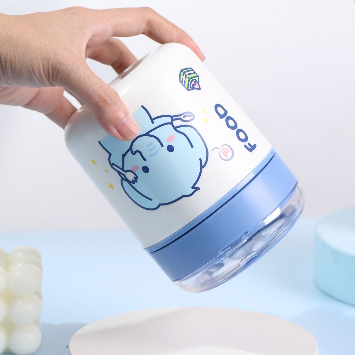 Student 304 Stainless Steel Cartoon Water Cup with Spoon Office Worker Portable Soup Cup Porridge Jar
