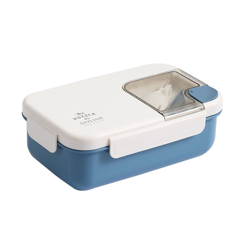 Student Trending 304 Stainless Steel Lunch Box Office Worker Minimalist Single-Layer Puzzle Buckle Lunch Bento Box with Cutlery