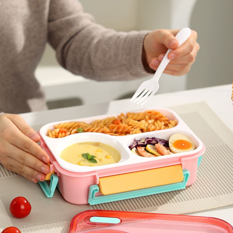 Fashion Student Minimalist Plastic Compartment Lunch Box Large Capacity Office Worker Lunch Bento Box Food Container