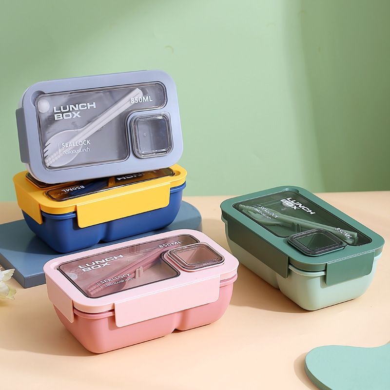 Minimalist Student Compartment Lunch Box Microwave Safe Office Worker Lunch Bento Box Tableware Set
