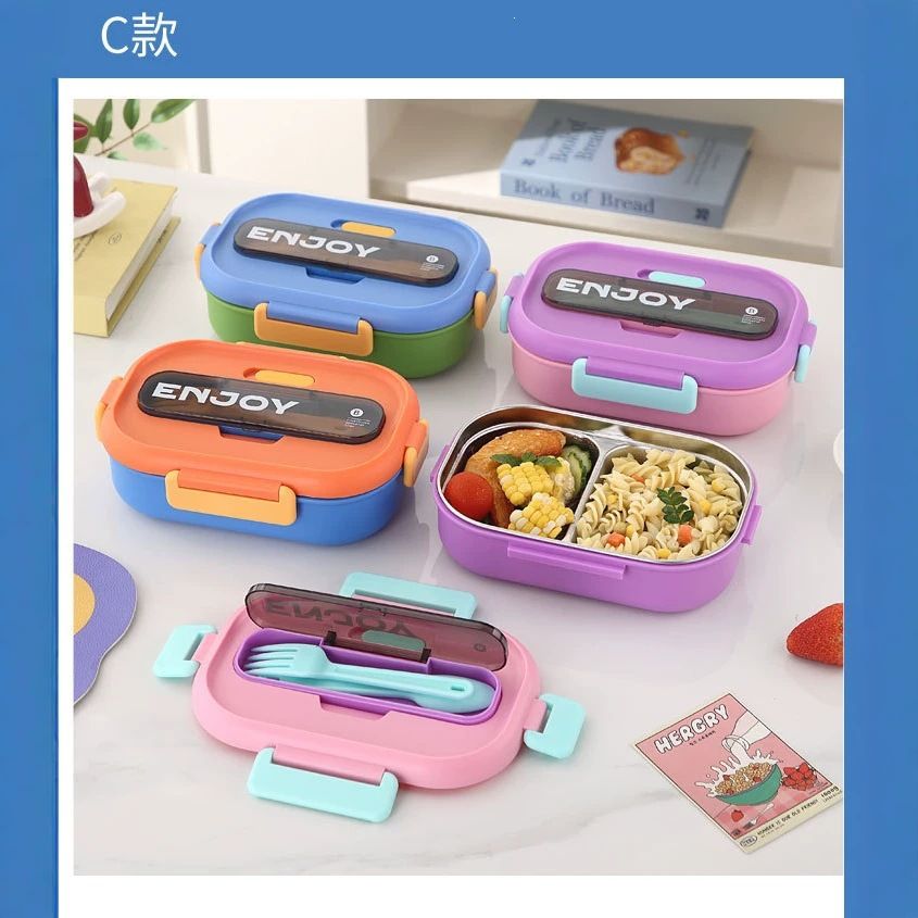 Office Worker Minimalist Compartment Lunch Box PP Bento Box Student 304 Stainless Steel Lunch Box with Cutlery