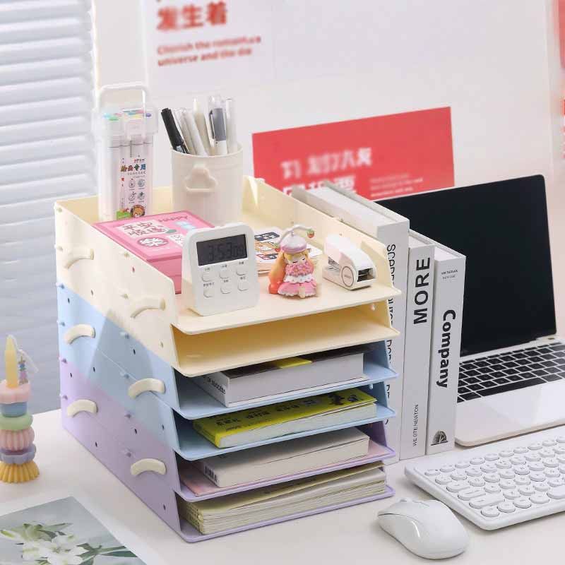 Student Dorm INS Style A4 Storage Box Stackable Office Desktop Document Organizer