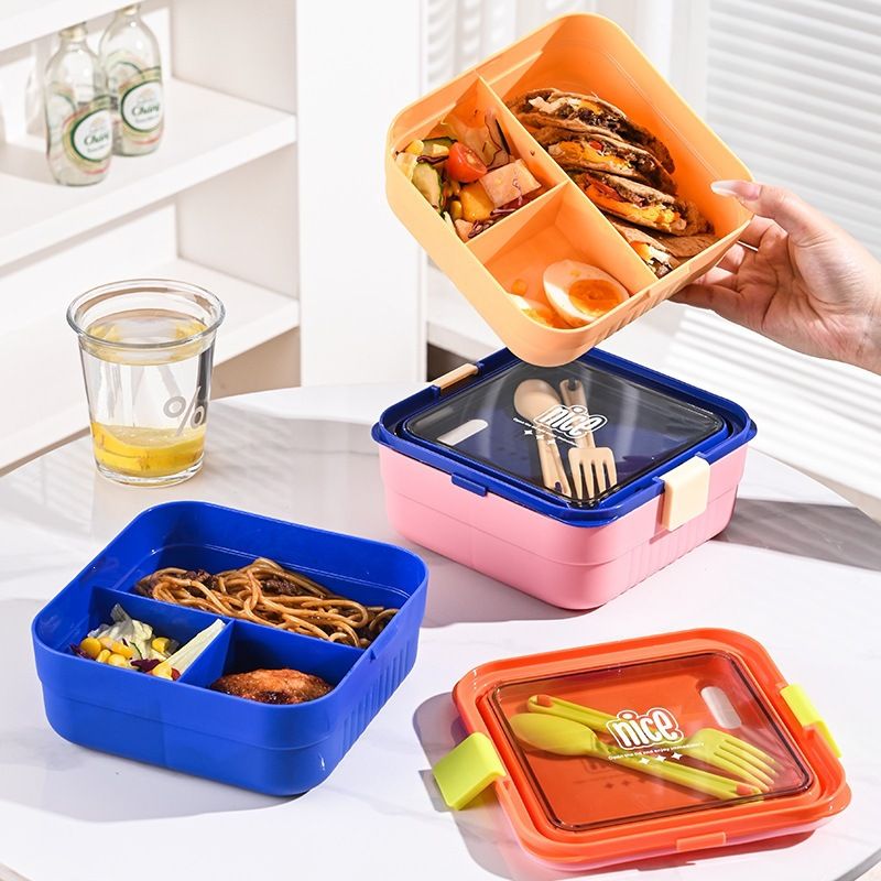 Fiambrera Bento de Plástico al por Mayor, Recipiente Portátil para Preparar Comidas