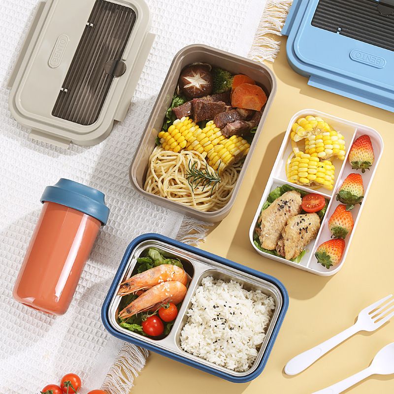 Student Nordic PP Compartment Lunch Box Office Worker 304 Stainless Steel Lunch Box Picnic Light