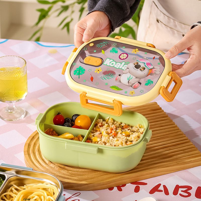 Kids Cartoon Plastic Compartment Lunch Box Portable Food Container Student 304 Stainless Steel Lunch Bento Box