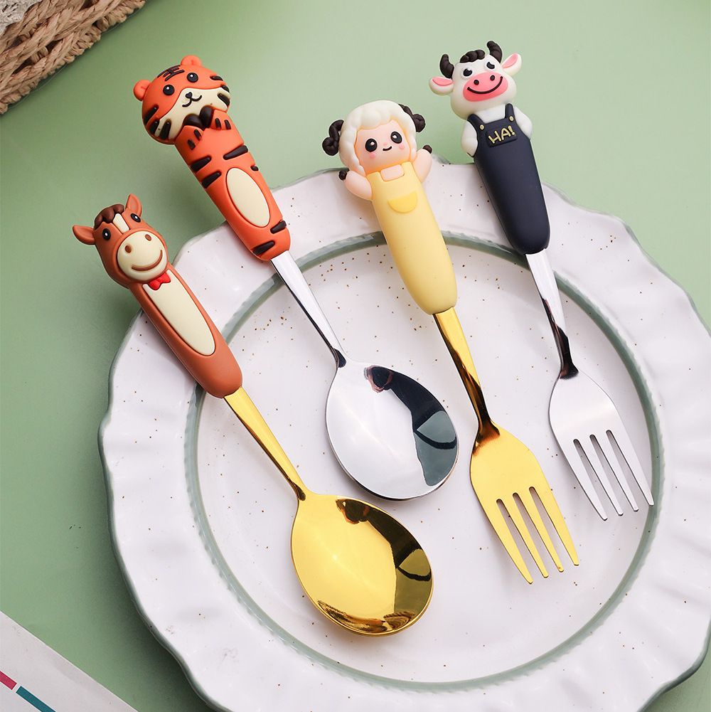 Cartoon Chinese Zodiac Stirring Spoon Stainless Steel Cute Dessert Cake Fruit Fork Tableware