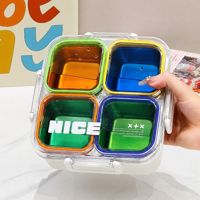 Stylish Student 304 Stainless Steel Compartment Lunch Box Adult Portable Cafeteria Takeout Buckle Lunch Bento Box