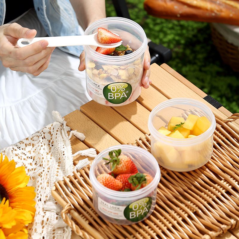Minimalist Portable Salad Cup Fork Student Milk Cup Fruit Cup Double-Layer Cheese