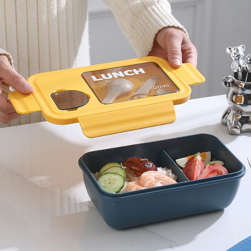 Minimalist Japanese Style Student Compartment Plastic Lunch Box Sauce Box Office Worker Lunch Bento Box Microwave Safe Heating