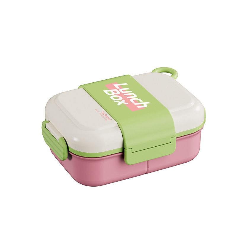 Student Rectangular Minimalist Plastic Compartment Lunch Box with Cutlery Office Worker Lunch Bento Box Portable Takeout Food Container