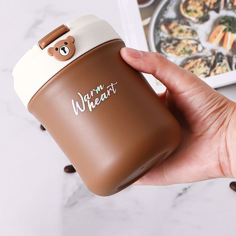 Cartoon Fashion Student Milk Cup Student 304 Stainless Steel Straw Cup Portable Stylish Water Cup