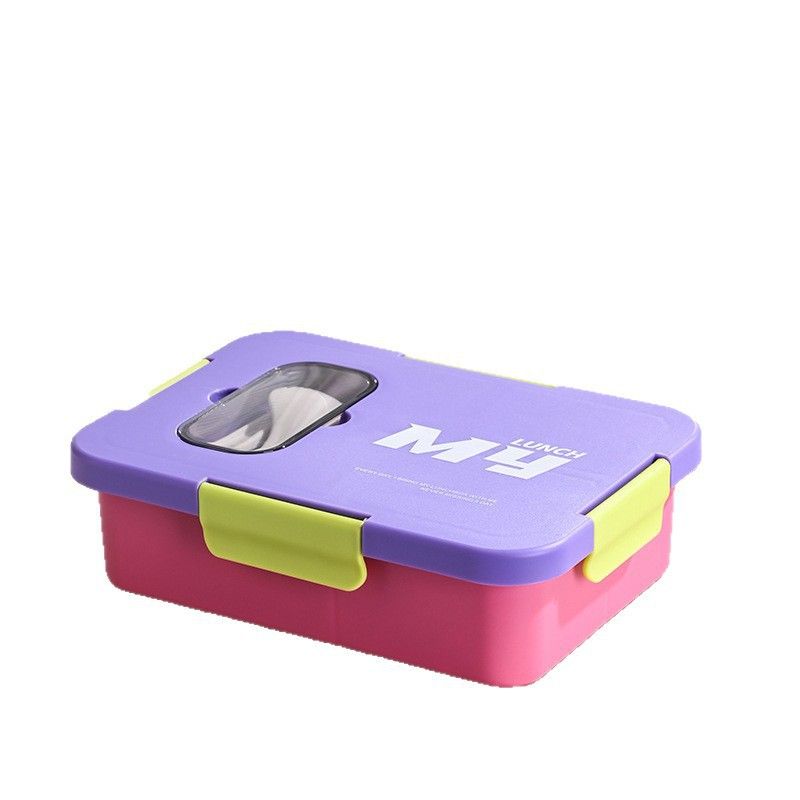 Minimalist Student Compartment Plastic Lunch Box Microwave Safe Office Worker Portable Lunch Bento Box with Cutlery