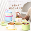 Student Fresh 304 Stainless Steel Double-Layer Round Bucket Lunch Box Office Worker Lunch Bento Box Food Container