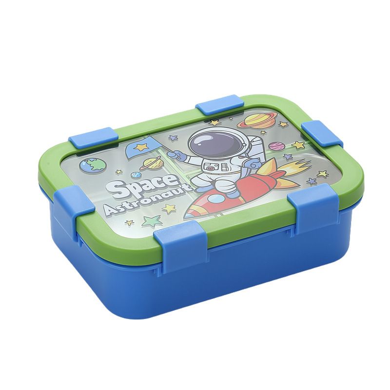 Kids Creative Cartoon 304 Stainless Steel Compartment Lunch Box Student Cafeteria Dorm Takeout Bento Box with Spoon and Fork
