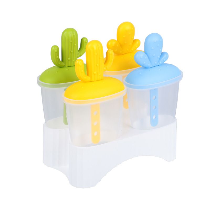 Cartoon Cactus Ice Mold Household Plastic 6-Grid Popsicle Mold Popsicle Student diy Popsicle Mold