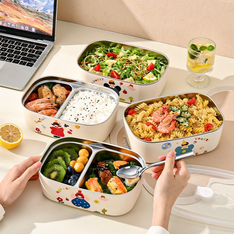 304 Stainless Steel Lunch Box Student Stylish Cartoon Food Container Office Worker Portable Compartment Japanese Style Lunch Bento Box
