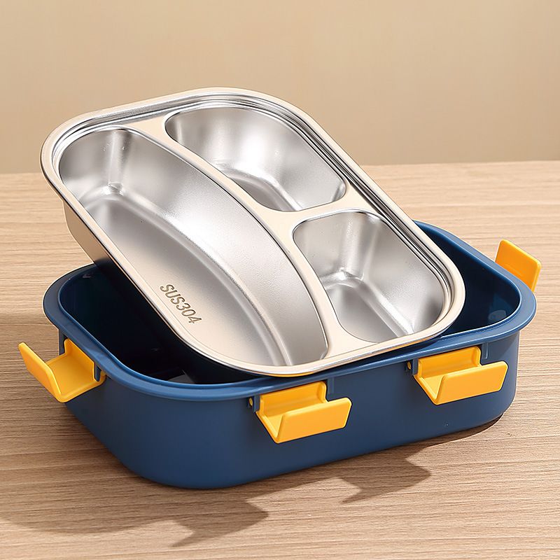 Office Worker 304 Stainless Steel Compartment Lunch Box Student Lunch Bento Box Portable Cafeteria Buckle Takeout Food Container