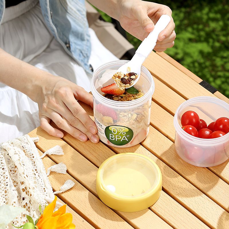 Student Minimalist Fruit Cup Fork Multi-Layer Portable Salad Cup Picnic Yogurt Cup