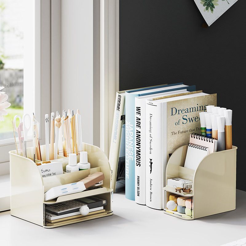 Minimalist Student Dorm Desktop Compartment Stationery Storage Box Office Large Capacity Organizer Rack Organizer Box