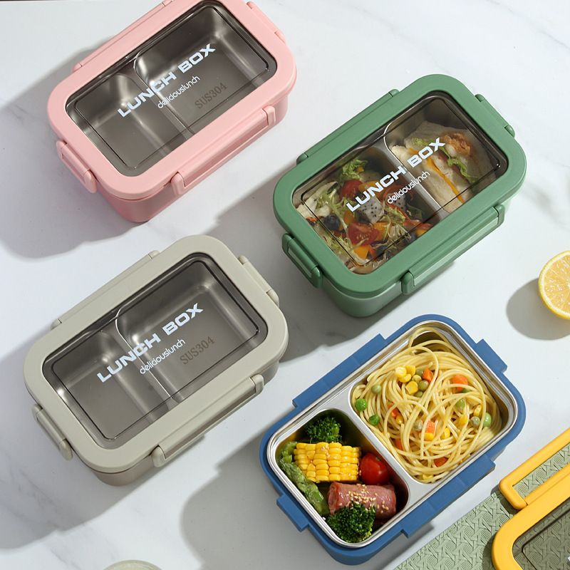 Fiambrera Bento de acero inoxidable 304 al por mayor, para marcas de preparación de comidas, minimalista