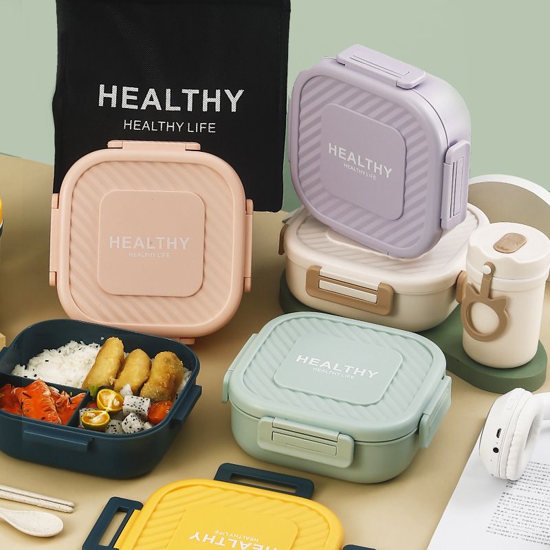 Fiambrera Bento de Plástico al por Mayor, Recipiente Portátil para Preparación de Comidas