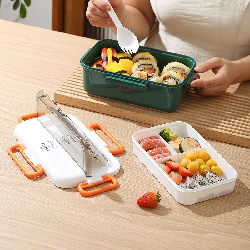 Fiambrera Bento de Plástico al por Mayor, Recipiente Portátil para Preparación de Comidas