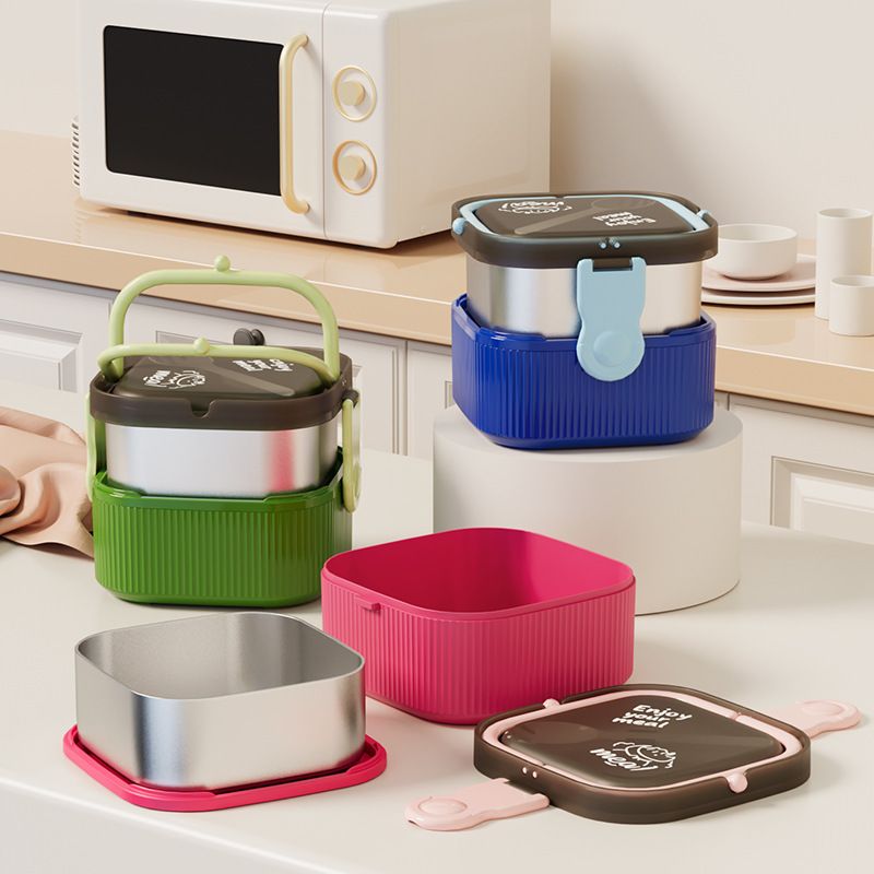 Fiambrera Bento de Acero Inoxidable al por Mayor, con Asa para Marcas de Preparación de Comidas