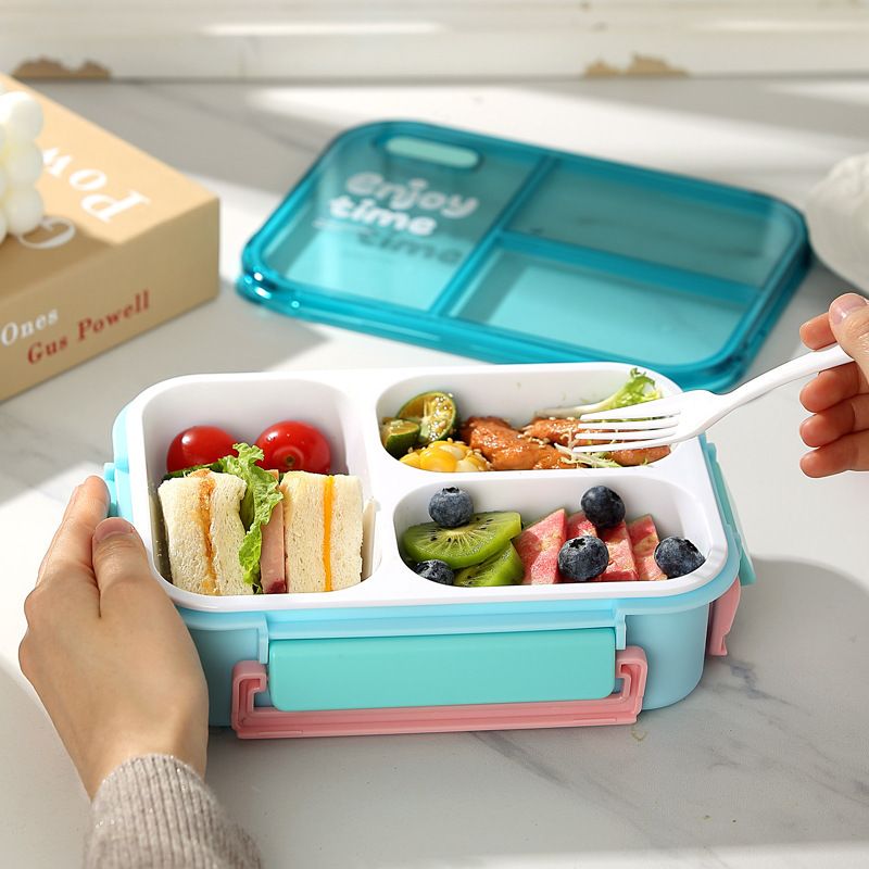 Fiambrera Bento de plástico al por mayor, con compartimentos