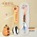 Cartoon 304 Stainless Steel Kids Tableware Eating Spoon Baby Feeding Spoon Student Portable Storage Single Pack