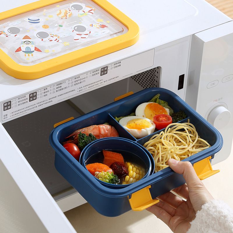 Fiambrera Bento de plástico al por mayor, con compartimentos