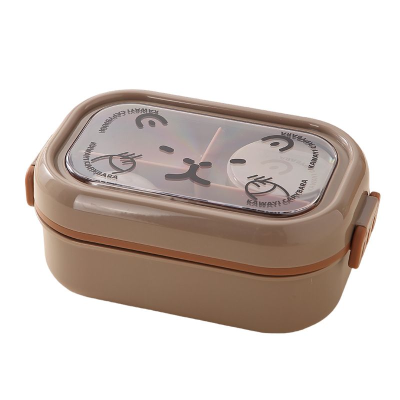 Cartoon Kids Capybara Plastic Compartment Lunch Box Student Lunch Bento Box Portable Food Container