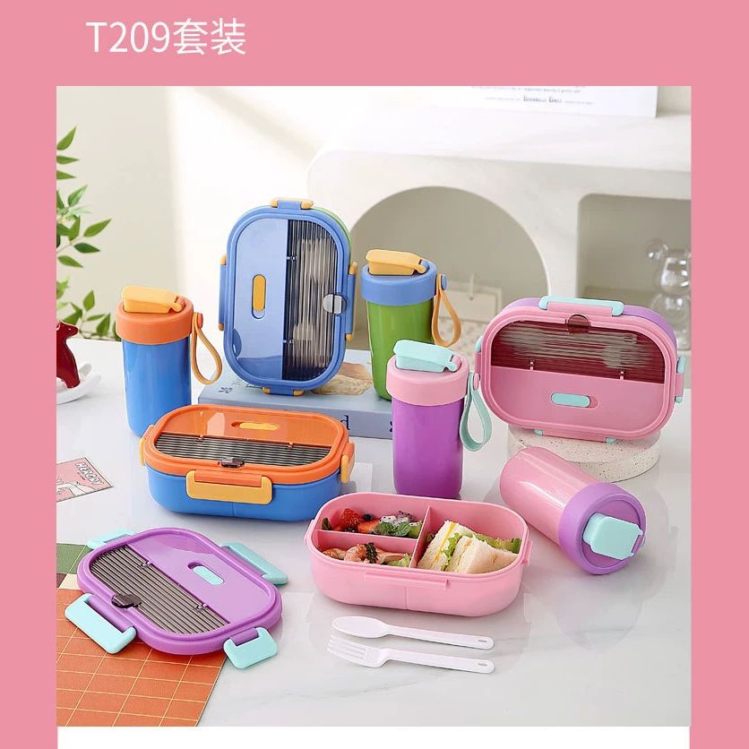 Nordic Student Compartment Lunch Box PP Bento Box Office Worker 304 Stainless Steel Lunch Box with Spoon and Fork