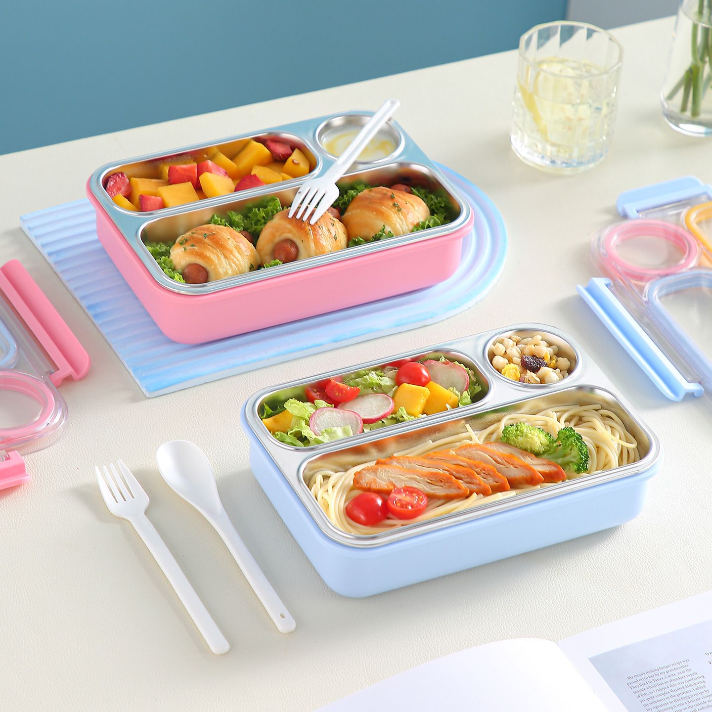 Fiambrera Bento de Acero Inoxidable 304 al por Mayor, Recipiente Apilable para Alimentos, Elegante