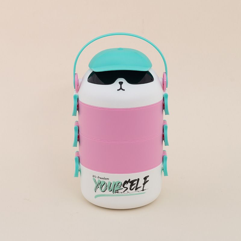 Student Cartoon Sonic Bear 304 Stainless Steel Portable Round Lunch Box Lunch Bento Box Takeout