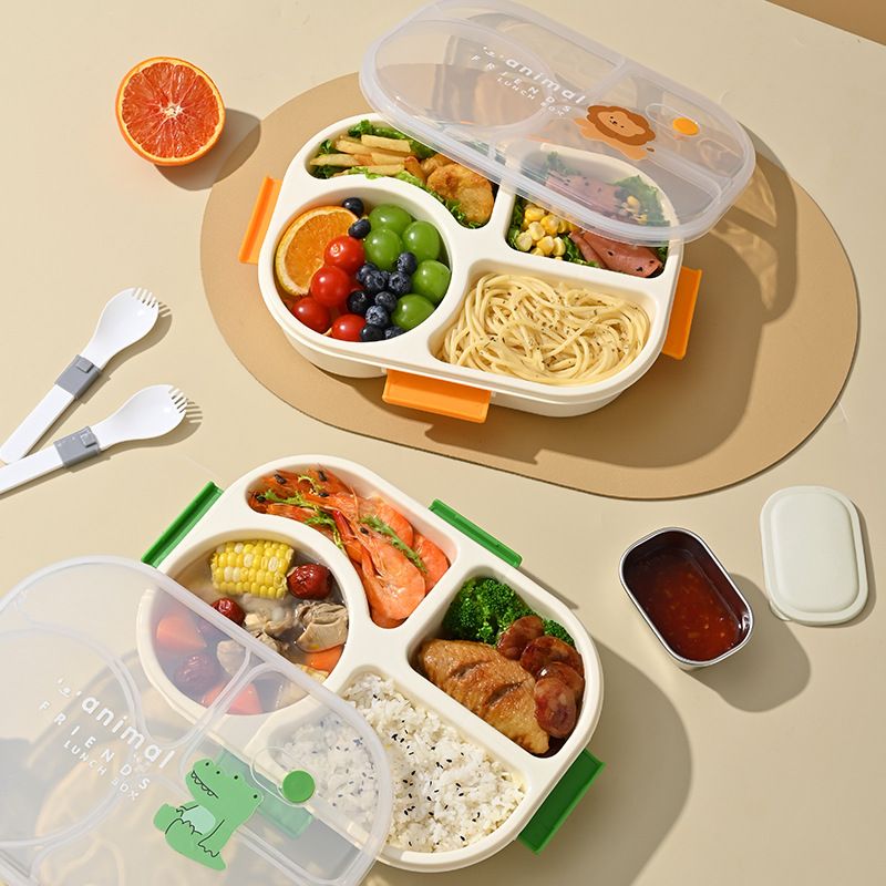 Cartoon Student Plastic Lunch Box Office Worker Buckle Lunch Bento Box Sauce Box Light Food Container