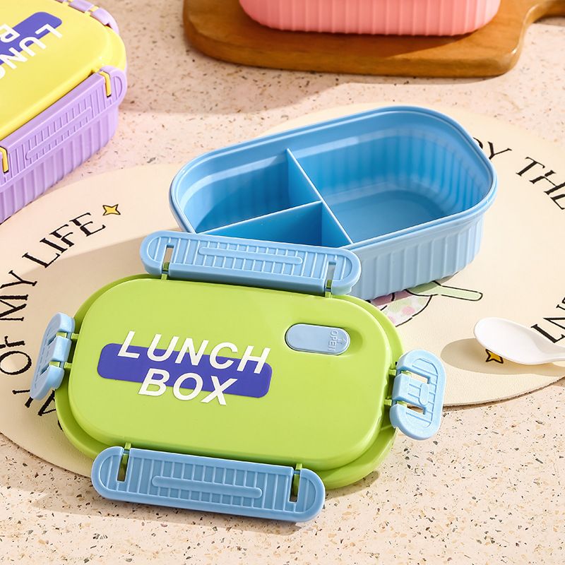 Minimalist Student 304 Stainless Steel Buckle Compartment Lunch Box Adult Lunch Bento Box with Lid Double-Layer Food Container