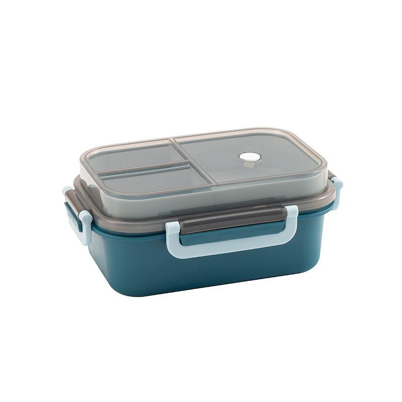 Minimalist Office Worker Double-Layer Compartment Bento Box Microwave Safe Heating Student Lunch Box Food Container with Cutlery