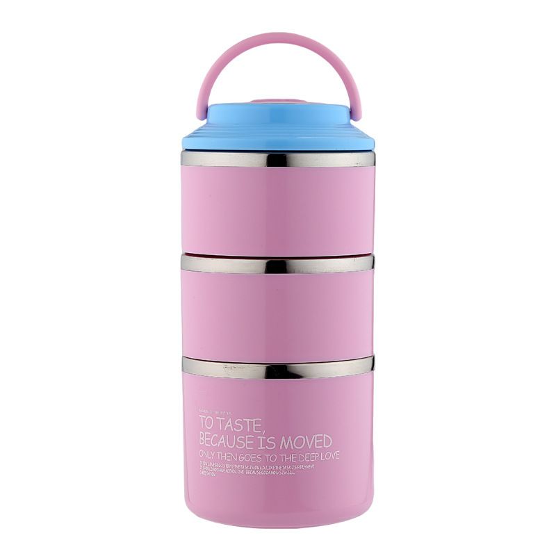 Minimalist Household 304 Stainless Steel Round Lunch Box with Handle Student Multi-Layer Lunch Bento Box Portable Meal Prep Food Container