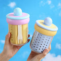 Creative Student Picnic Camping Double-Layer Fruit Cup Fork Draining Portable Oatmeal Cup Yogurt Cup