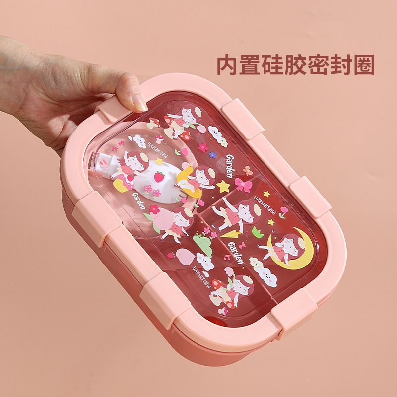 Cartoon Student Compartment Lunch Box Microwave Safe Office Worker Lunch Bento Box Soup Bowl Tableware Food Container