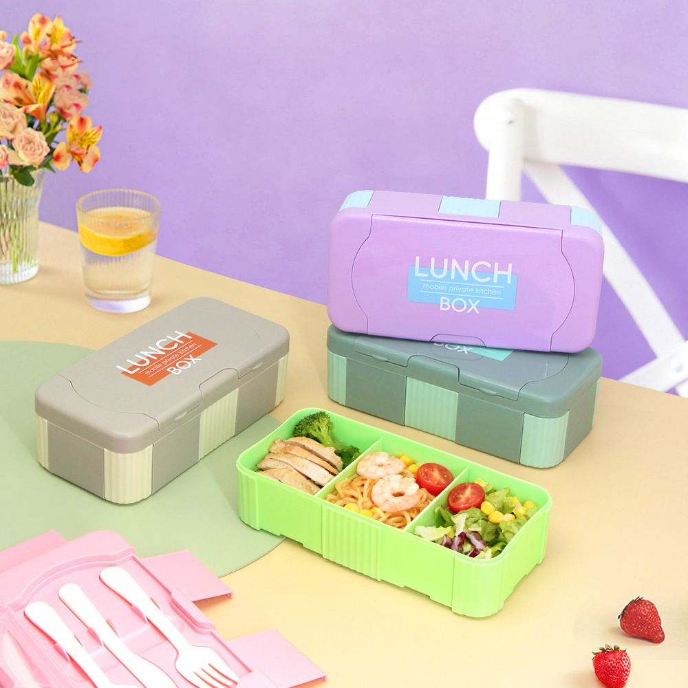 Minimalist Plastic Compartment Lunch Box Office Worker Microwave Safe Lunch Bento Box Cafeteria Takeout Buckle Food Container