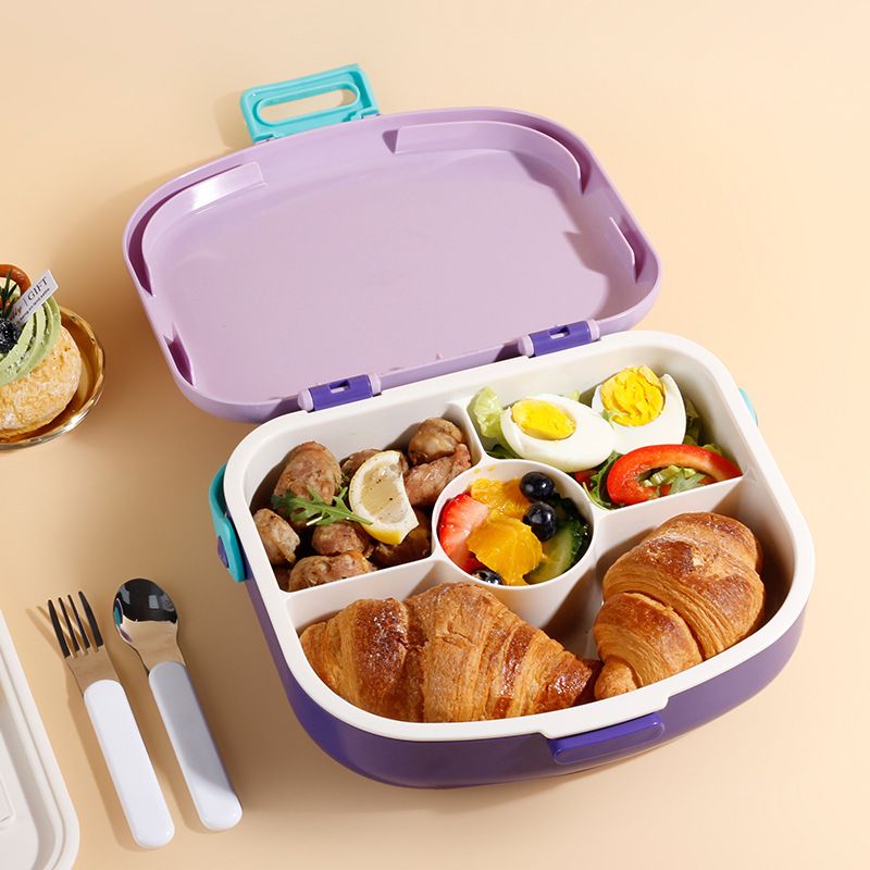 Creative Student Japanese Style Compartment Lunch Box with Handle with Cutlery Kids Travel Portable Lunch Bento Box Food Container