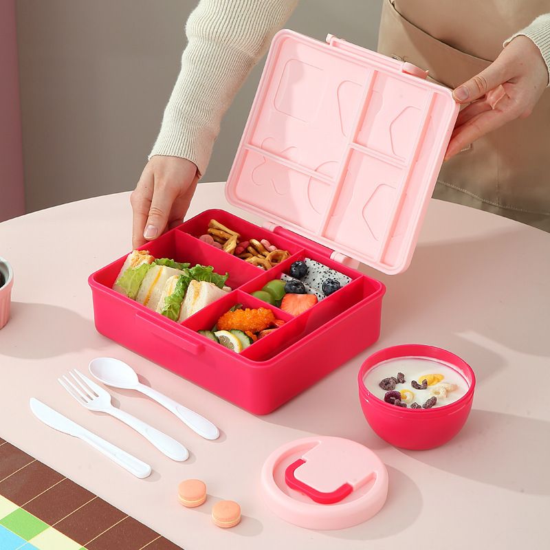 Minimalist Large Capacity Compartment Lunch Box Student Snack Food Container Lunch Bento Box with Lid