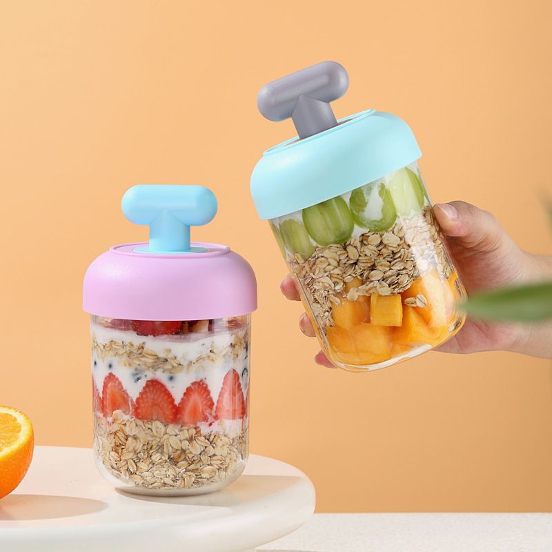 Student Creative Oatmeal Cup with Spoon Milkshake Cereal Brewing Milk Cup Portable Outdoor Salad Cup